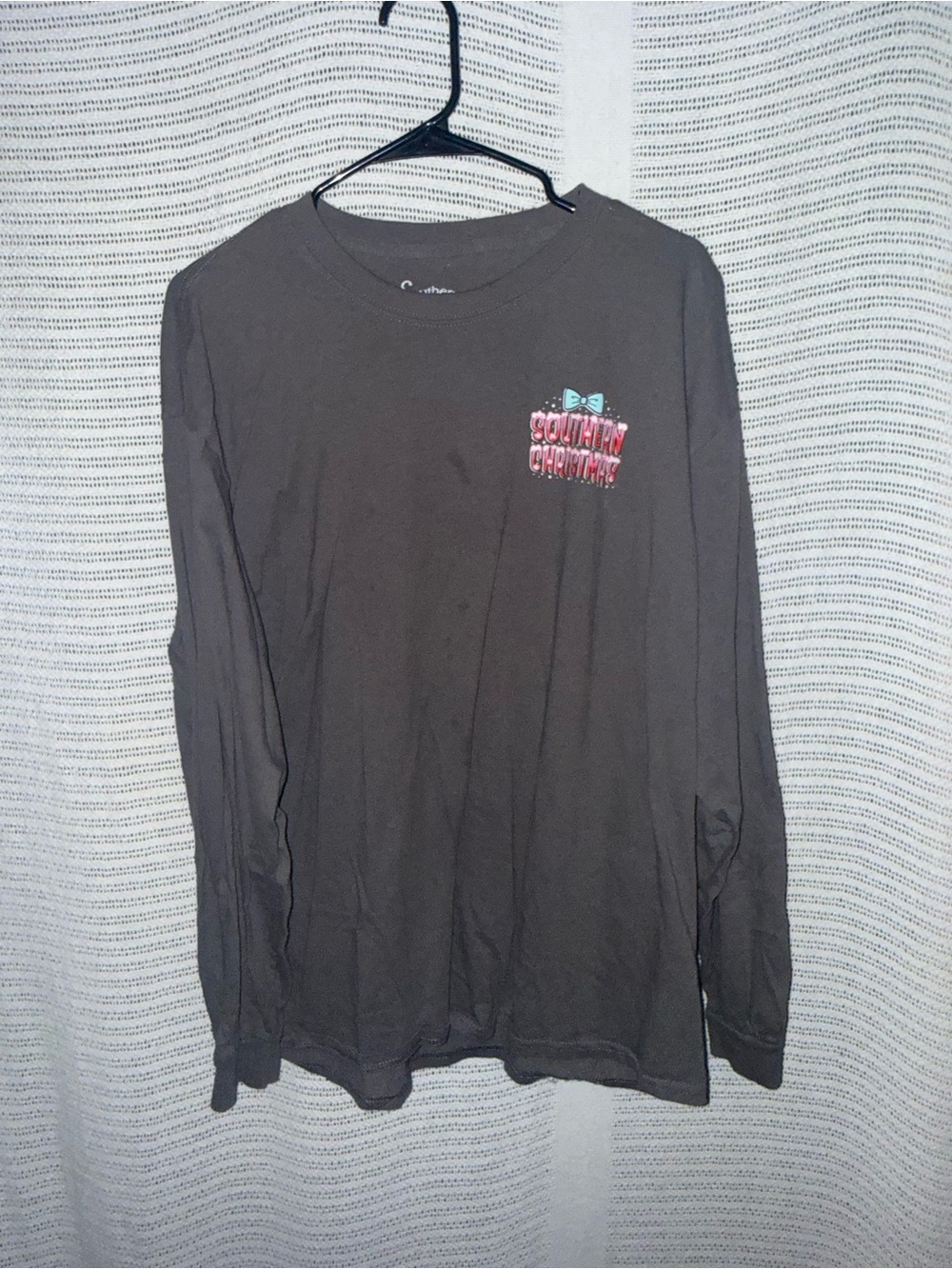 Men's Long-Sleeve Black Graphic Tee - Small Chest Logo